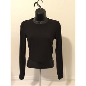 Forever 21 Black Ribbed Long Sleeve Crop Top